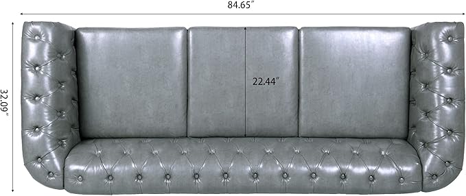 3-Seaters Living Room Clasic Chesterfield Sofa Couch Button Tufted PU Leather Upholstered Sofa&Couch with Luxury Roller Armrest Soild Wood Legs Movable Cushions & Nailhead Decor - LeafyLoom