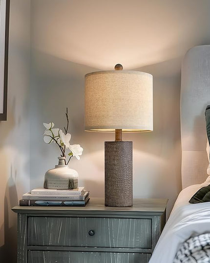 20.5" Farmhouse Lamp Small Table Lamps Set of 2 Resin Table Lamps for Living Room Bedroom Bedside Lamps Entryway Office Dorm Boho Nightstand Industrial End Side Table Lamps Gray - LeafyLoom