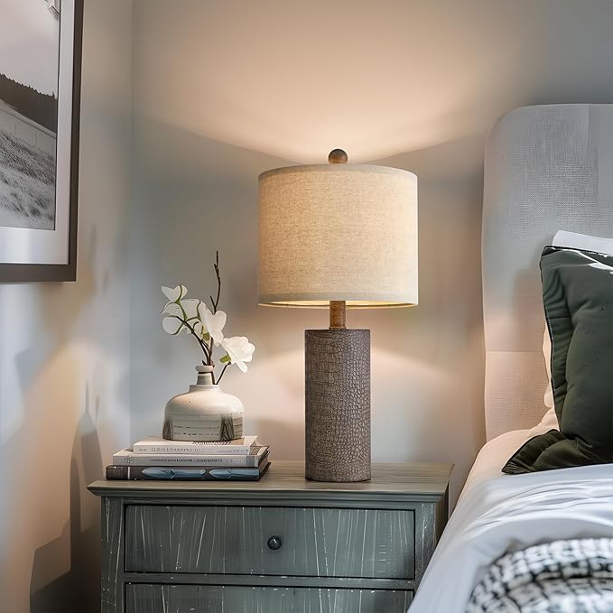 20.5" Farmhouse Lamp Small Table Lamps Set of 2 Resin Table Lamps for Living Room Bedroom Bedside Lamps Entryway Office Dorm Boho Nightstand Industrial End Side Table Lamps Gray - LeafyLoom