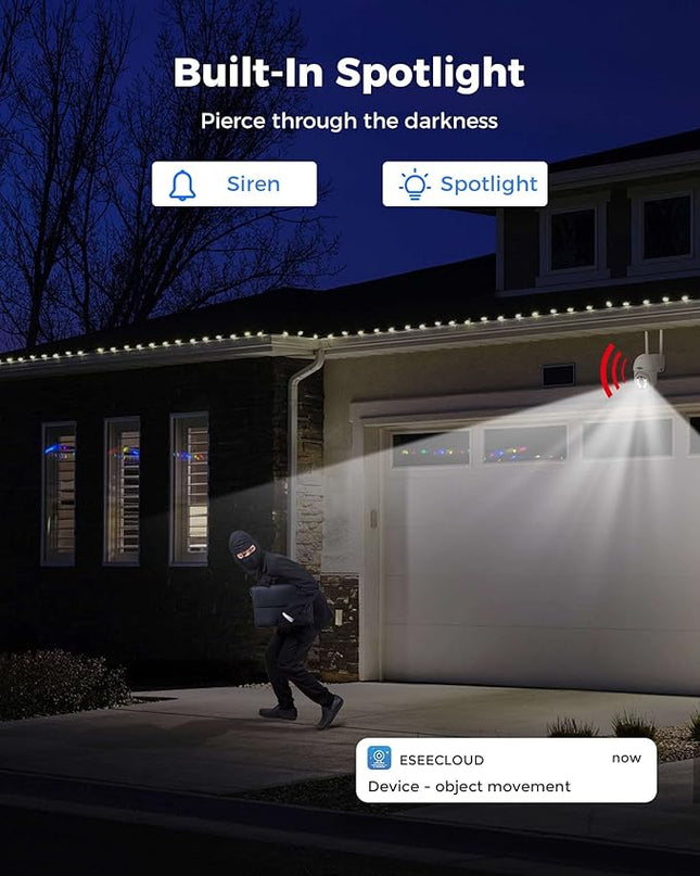 Hiseeu 2Pcs 5MP Security Camera PTZ Wireless Cameras Two Way Vioice Surveillance Camera Full Color Night Vision, IP66 Waterproof 24/7 Record for Outdoor Home Security Compatible Alexa Hiseeu