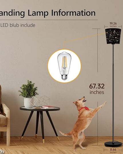 LED Floor Lamp, Standing Lamp for Living Room with Linen Lamp Shade,Adjustable Gooseneck Modern Reading Light,Floor Lamps for Bedroom,Office,Farmhouse,6W LED Bulb Included - LeafyLoom