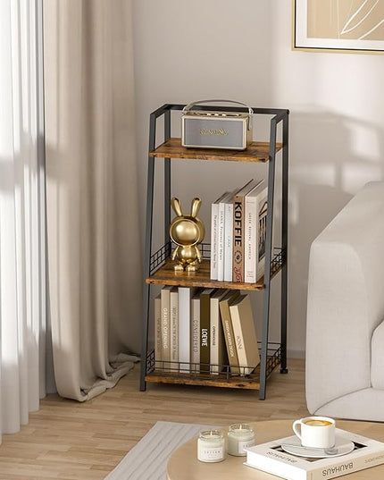 keomaisyto 3-Tier Bathroom Ladder Shelf, Wood Shelving Unit for Bathroom Storage Organizer, Freestanding Storage Shelf, Open Shelving Unit for Bathroom Small Spaces Laundry Living Room - LeafyLoom