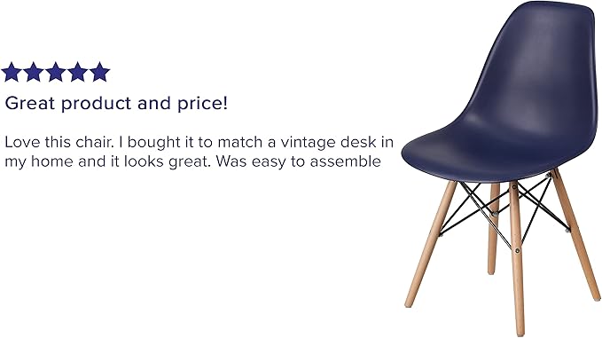 Flash Furniture 2 Pack Elon Series Navy Plastic Chair with Wooden Legsase - LeafyLoom