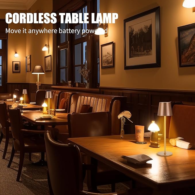 Cordless Table Lamps USB Rechargeable Simplicity Desk Lamp Built-in 4600 mAh Battery LED Battery Operated lamp with Touch Control Table lamp - Bedroom/Desk/Reading/Patio(Brown) - LeafyLoom