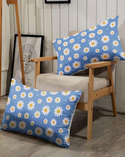 Datura home Flower Comforter Set Blue Daisy Floral Printed Pattern Quilt Bedding with 1 and 2 Pillowcases for Girls Women Bedroom All Season(Blue Twin) Twin 68x86inches - LeafyLoom