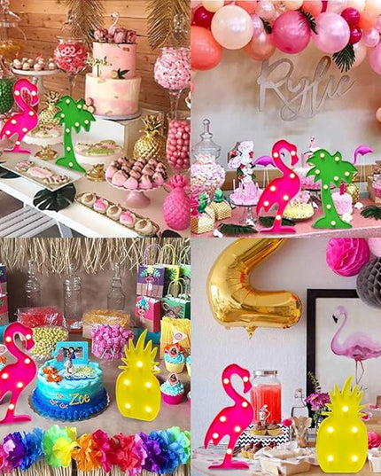 AceList Tropical Luau Party Supplies Flamingos Palm Trees Sign Light for Hawaiian Themed Party Decoration Birthday Bedroom Wall Decor Table Centerpieces - LeafyLoom