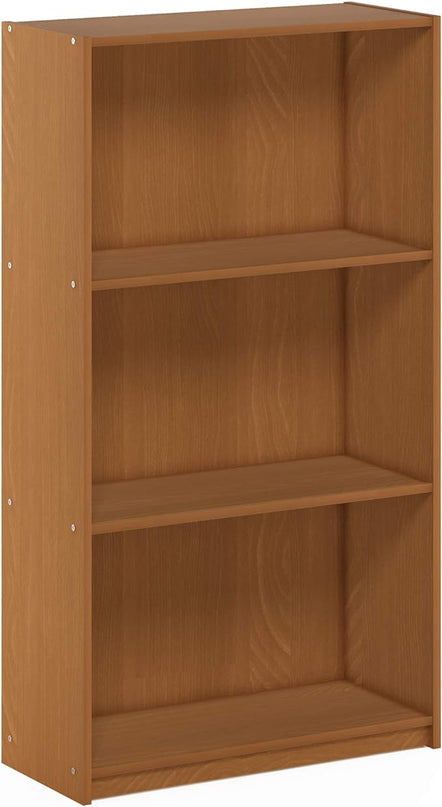 FURINNO Basic 3-Tier Bookcase/Bookshelf/Storage Shelves, Natural Oak - LeafyLoom