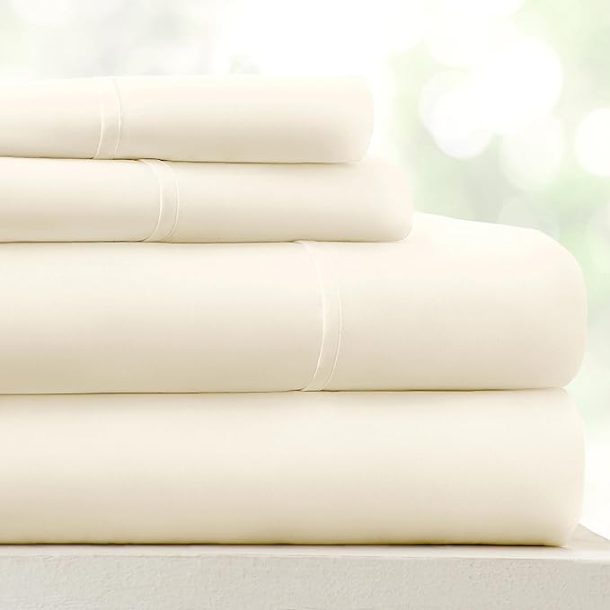 Linen Market Bed Sheets for Queen Size Bed (Ivory) - Sleep Better Than Ever with These Soft and Cooling Queen Sheets - Deep Pocket Fits 16" Thick Beds - 4 Piece Queen Sheet Set - LeafyLoom