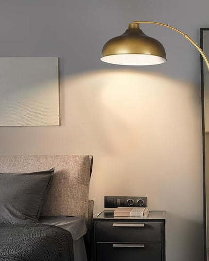 Modern Arc Floor Lamp for Living Room, 16 Inch Large Dome Arch Dimmable Standing Light with Remote, Industrial Tall Arched Reading Lamps Hanging Metal Shade for Bedroom, Office, Over Couch,JE-F231218 - LeafyLoom