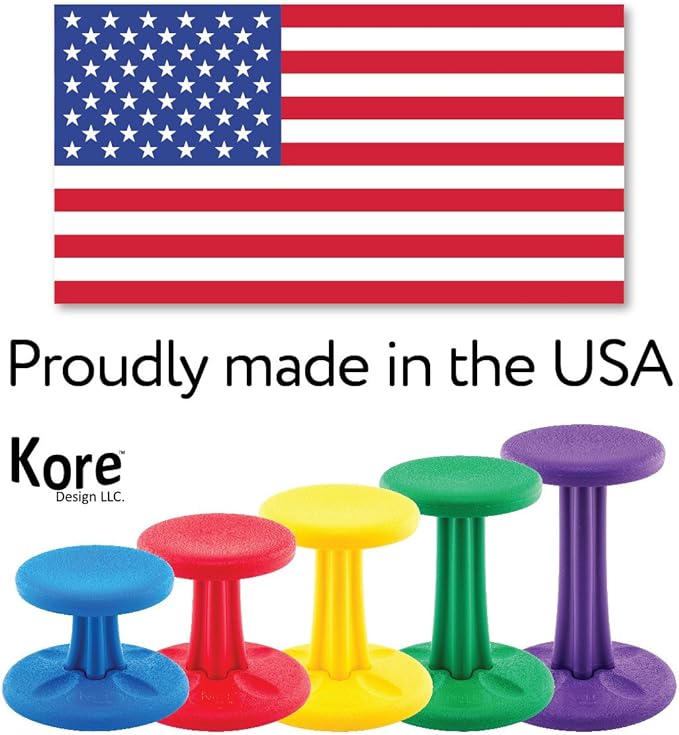 Kore Kids Pre-Teen Wobble Chair - Flexible Seating Stool for Classroom, Home & School, ADD/ADHD - Made in The USA - Age 10-11, Grade 5-6, Grey (18.7in) - LeafyLoom
