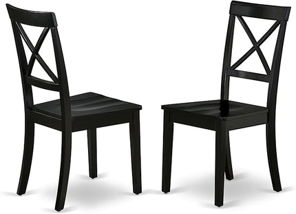 East West Furniture WEBO7-BLK-W 7 Piece Room Set Consist of a Rectangle Kitchen Table with Butterfly Leaf and 6 Dining Chairs, 42x60 Inch, Black - LeafyLoom