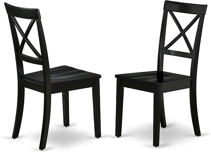 East West Furniture WEBO7-BLK-W 7 Piece Room Set Consist of a Rectangle Kitchen Table with Butterfly Leaf and 6 Dining Chairs, 42x60 Inch, Black - LeafyLoom