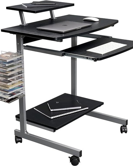 Techni Mobili Compact Computer Cart with Storage, Espresso - LeafyLoom