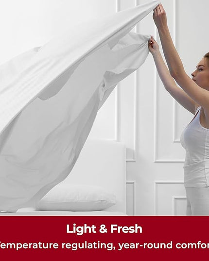 Mellanni Twin Sheets Set - 3 PC Iconic Collection Bedding Sheets & Pillowcases - Hotel Luxury, Extra Soft, Cooling Bed Sheets - Deep Pocket up to 16 inch (Twin, Striped White) - LeafyLoom
