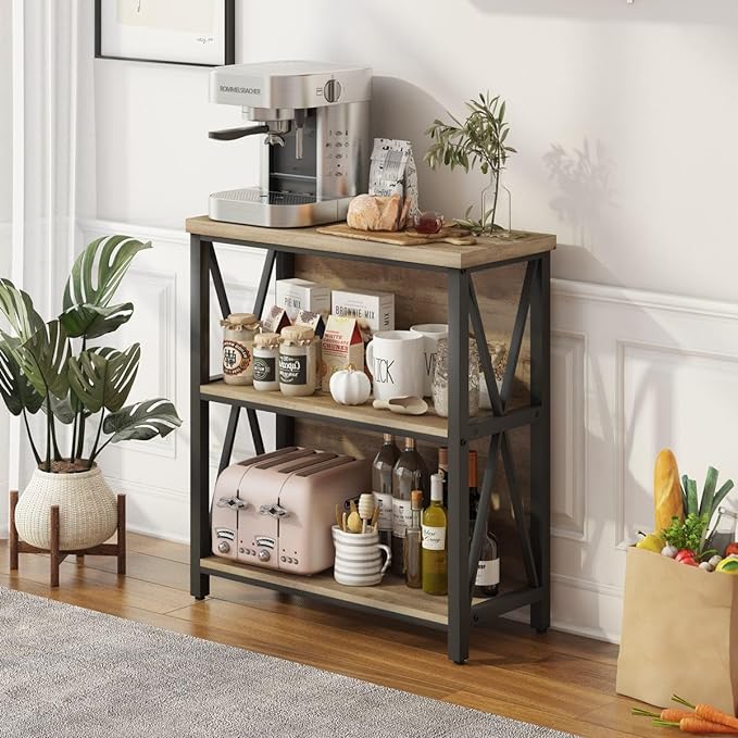FATORRI Small Bookcase, Wood and Metal Low Short Bookshelf, Industrial Book Case and Rustic Book Shelf for Small Space (Rustic Oak) - LeafyLoom
