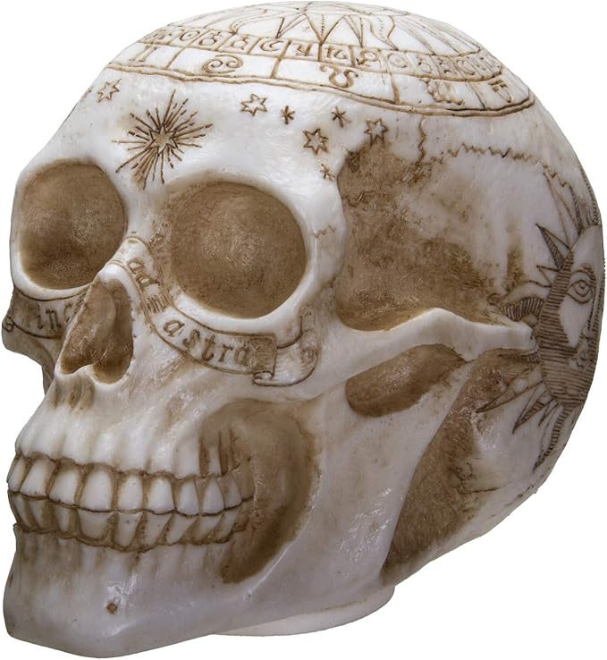 Pacific Giftware Astrology Skull Home Decor LED Lamp with Two USB Charging Ports, White - LeafyLoom
