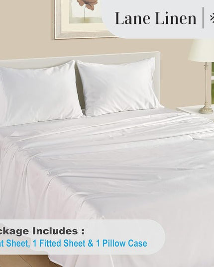 LANE LINEN 100% Egyptian Cotton Bed Sheets - 1000 Thread Count 3-Piece Twin XL Set Long Staple Bedding Sateen Weave Luxury Hotel Fits Upto 16" Mattress White - LeafyLoom