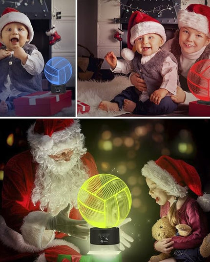 Elstey Volleyball 3D Lamp Optical Illusion Night Light, 7 Color Changing Touch Switch Acrylic Flat & ABS Base & USB Cable Decoration Lamps for Christmas Gift - LeafyLoom