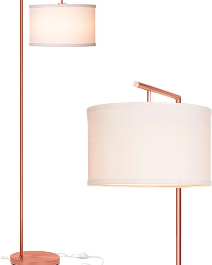 Brightech Montage Modern Floor lamp, LED Floor Lamp for Living Rooms & Offices - Tall Standing Lamp for Bedroom Reading - Corner Pole Lamp for Contemporary Home Decor - Rose Gold - LeafyLoom