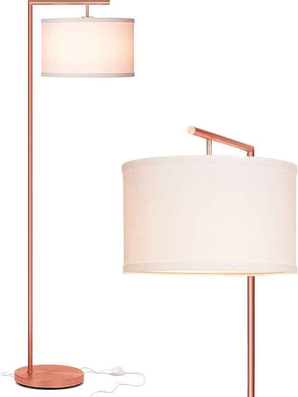 Brightech Montage Modern Floor lamp, LED Floor Lamp for Living Rooms & Offices - Tall Standing Lamp for Bedroom Reading - Corner Pole Lamp for Contemporary Home Decor - Rose Gold - LeafyLoom