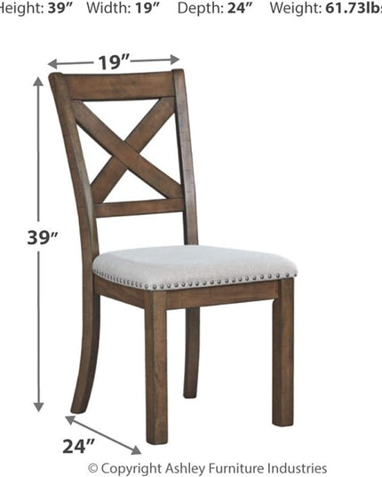 Signature Design by Ashley Moriville Modern Farmhouse 19" Upholstered Dining Room Chair, 2 Count, Brown - LeafyLoom