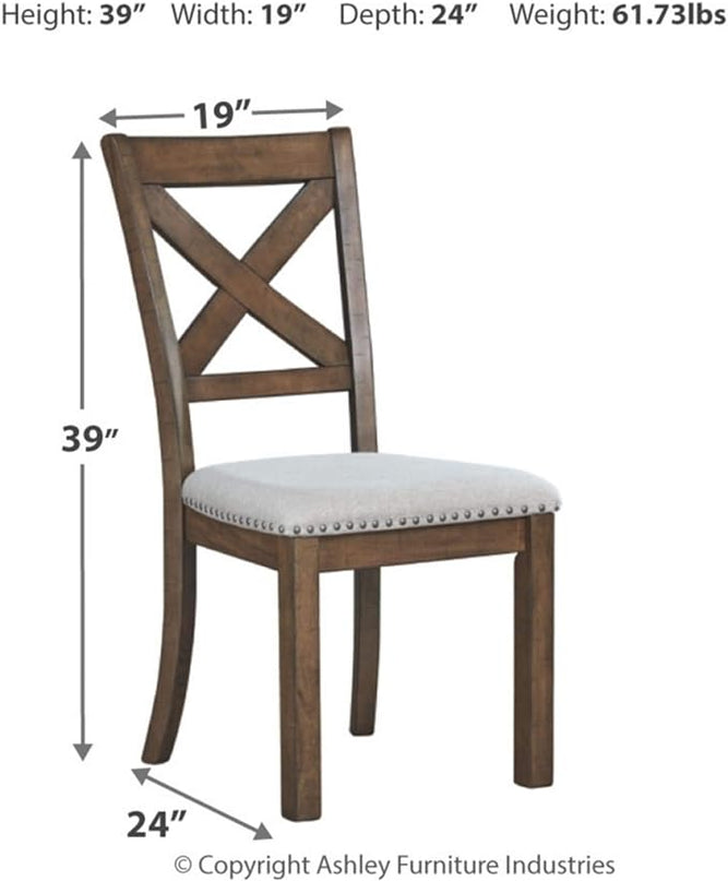 Signature Design by Ashley Moriville Modern Farmhouse 19" Upholstered Dining Room Chair, 2 Count, Brown - LeafyLoom