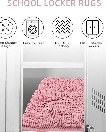 Locker Rug school girl rugs Carpet Chenille 100% Microfiber Locker Carpet with Non Skid Backing Locker Decorations (Pink, 11.5X17.5) - LeafyLoom