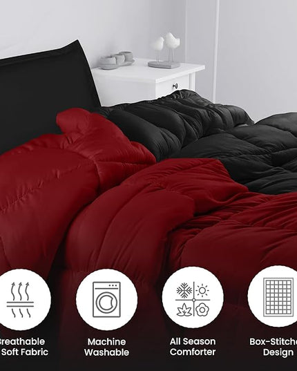 Utopia Bedding Twin Comforter Set Kids with 1 Pillow Sham, Bedding Comforter Sets, Down Alternative Reversible Black/Red Comforter, Soft and Comfortable, Machine Washable - LeafyLoom