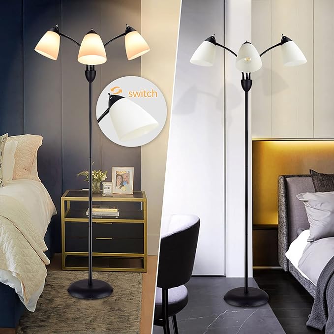 DINGLILIGHTING Floor Lamp Modern for Living: Flexible Gooseneck Floor Lamps Standing for Bedroom Home Office - Tall Floor Lights - LeafyLoom