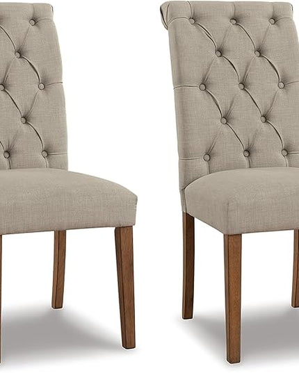 Signature Design by Ashley Harvina French Country 19" Tufted Upholstered Dining Chair, 2 Count, Beige - LeafyLoom