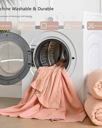 UNILIBRA Full Size Comforter Set - 7 Pieces Bed in a Bag Full Size Orange Soft for All Seasons - Cationic Dyeing Bedding Comforter Sets with Comforter, Flat Sheet, Fitted Sheet, Pillowcases & Shams - LeafyLoom