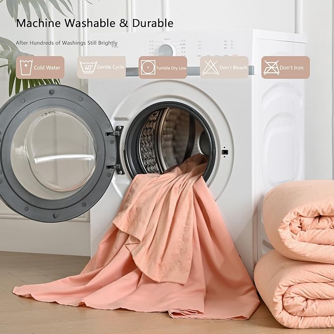 UNILIBRA Twin Comforter Set 5 Pieces - Orange Bed in a Bag Twin Size Soft for All Seasons - Cationic Dyeing Bedding Comforter Sets with Comforter, Flat Sheet, Fitted Sheet, Pillowcases & Shams - LeafyLoom