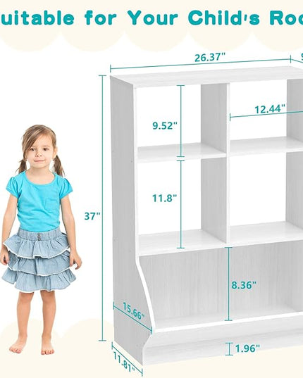 EasyCom 3 Tier Toy Storage Organizer, 5 Cube Toy Shelf and Bookcase Storage Cabinet, Book Shelf for Playroom Bedroom Living Room Nursery White - LeafyLoom