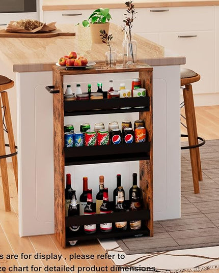 TEAMIX 4 Tier Slim Storage Cart with Handle, Slide Out Storage Rolling Utility Cart Mobile Shelving Unit Organizer Trolley for Small Spaces Kitchen Laundry Narrow Places - LeafyLoom