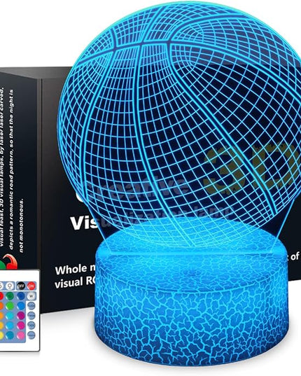 Basketball Night Light,Basketball Gifts for Boy, 3D Basketball Lamp,Kids Bedside Lamp,16 Color Change Decor Lamp with Remote & Smart Touch, Gifts for Christmas Birthday Boys Men Girls - LeafyLoom