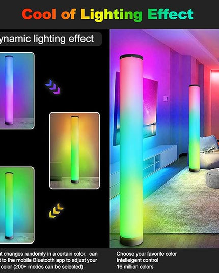 RGB Floor Lamp 2 Pack, Color Changing Corner Lamps Music Sync with Remote & Smart App Control, Modern LED Floor Lamps 1600 Million Dimmable, 200+ Scene Modes Standing Lamp for Bedroom/Living Room - LeafyLoom