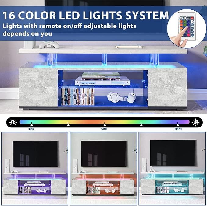 NicBex TV Stand for 70 Inch TV LED Gaming Entertainment Center Media Storage Console Table with Large Sliding Drawer & Side Cabinet for Living Room,Bedroom,63 Inch,Grey - LeafyLoom