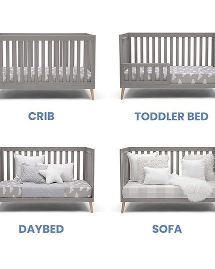 Delta Children Essex 4-in-1 Convertible Baby Crib, Grey with Natural Legs - LeafyLoom