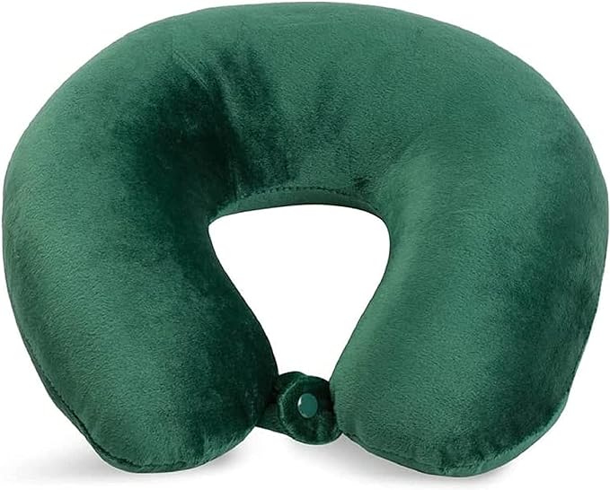 Adult Cozy Soft Microfiber Neck Pillow, Compact, Perfect for Plane or Car Travel, Hunter Green - LeafyLoom