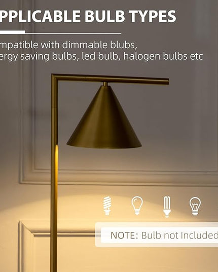 HOMCOM Modern Floor Lamps for Living Room Lighting, Adjustable Standing Lamp for Bedroom Lighting with Rotating Head, Bedside Lamp for Ambient Lighting, (Bulb not Included), Gold - LeafyLoom