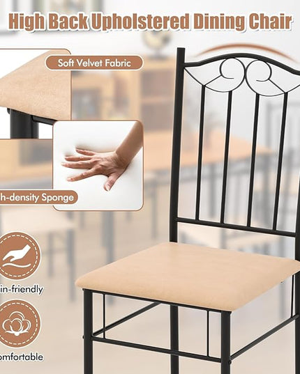 LUARANE 5-Piece Dining Table Set, Rectangular Dining Table with 4 Cushioned Chairs, Modern Wooden Breakfast Table Set for Small Spaces, Apartment, Dinette, Breakfast Nook, Black + Natural - LeafyLoom