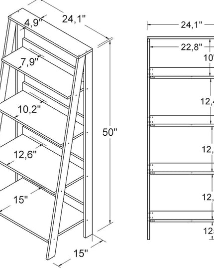 Walker Edison Sophia Modern 4 Shelf Ladder Bookcase , 55 Inch, White - LeafyLoom