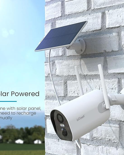 2K Solar Camera Security Outdoor with Spotlight & Siren, AI Detection Wireless Cameras for Home Security, 3MP Color Night Vision/2-Way Talk/Compatible with Alexa ieGeek