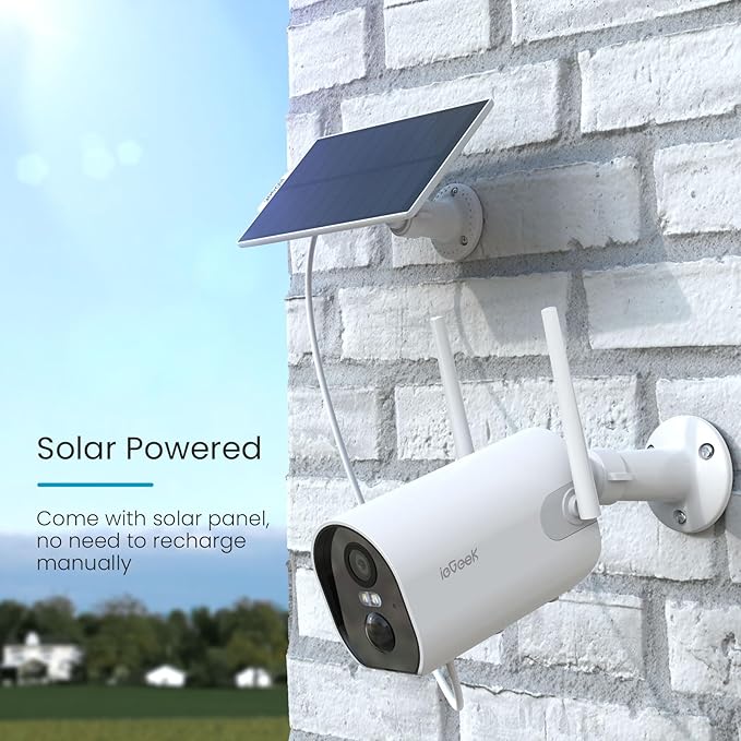 2K Solar Camera Security Outdoor with Spotlight & Siren, AI Detection Wireless Cameras for Home Security, 3MP Color Night Vision/2-Way Talk/Compatible with Alexa ieGeek