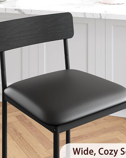 GAOMON Dining Table Set for 2, Kitchen Table and Chairs for 2 with Upholstered Chairs, 3 Piece Counter Height Bar Kitchen Table Set with 3 Storage Shelves for Small Space, Apartment, Rustic Black - LeafyLoom