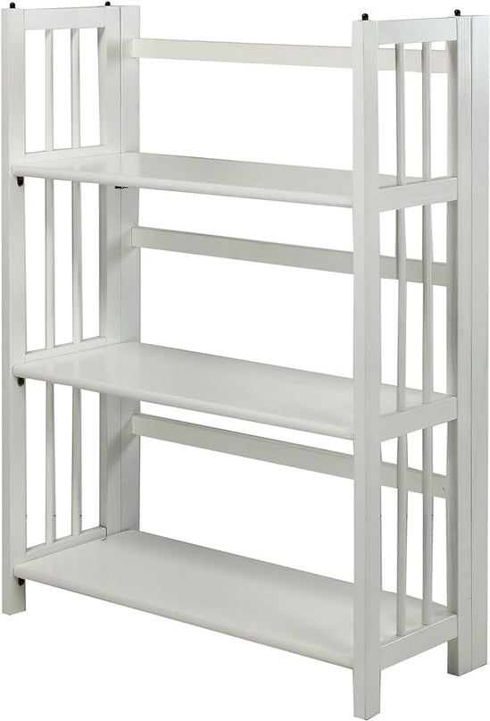 Casual Home 3-Shelf 27.5" Wide Folding Stackable Bookcase, White (New) - LeafyLoom