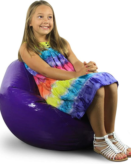 Wet Look Vinyl Bean Bags, Jr Child, Grape - LeafyLoom