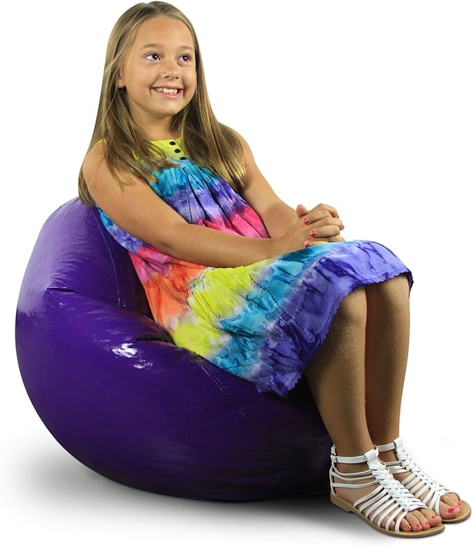 Wet Look Vinyl Bean Bags, Jr Child, Grape - LeafyLoom
