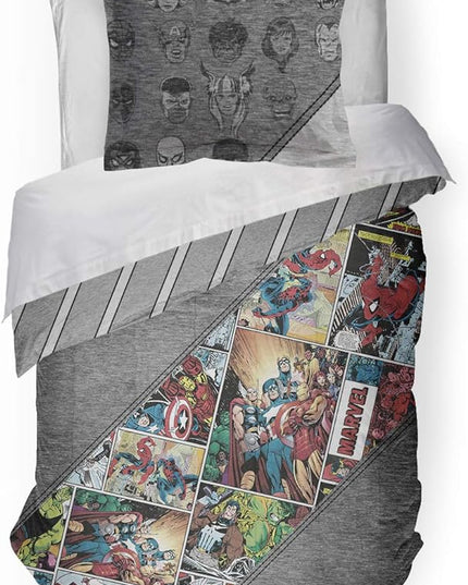 Jay Franco Marvel Comics 80th Anniversary Twin Comforter & Sham Set - Super Soft Kids Reversible Bedding - Fade Resistant Microfiber (Official Marvel Product) - LeafyLoom