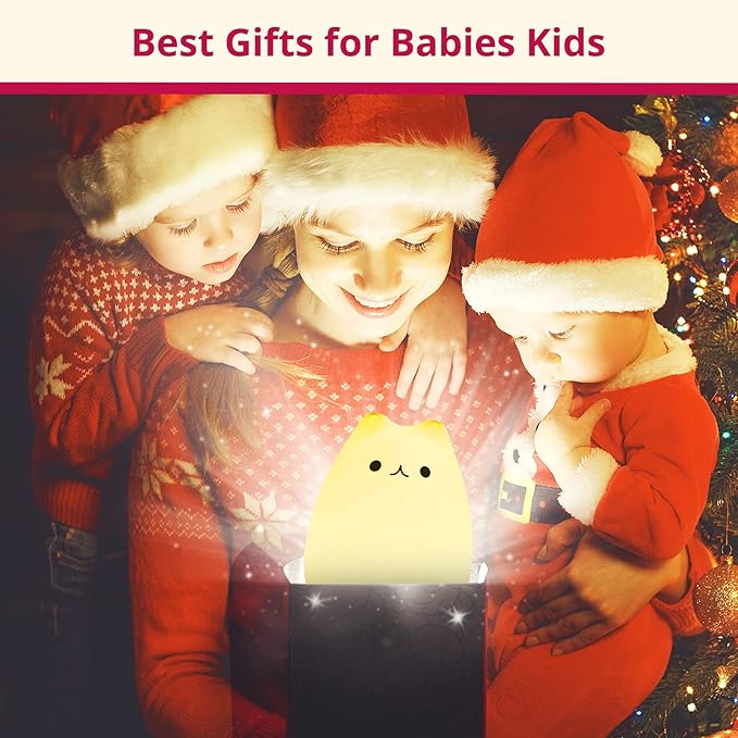 GoLine Cute Night Lights for Kids, Kawaii Decor Cat Lamp,Best Christmas Birthday Gifts for Girls Baby Women Wife (Mini Size) - LeafyLoom